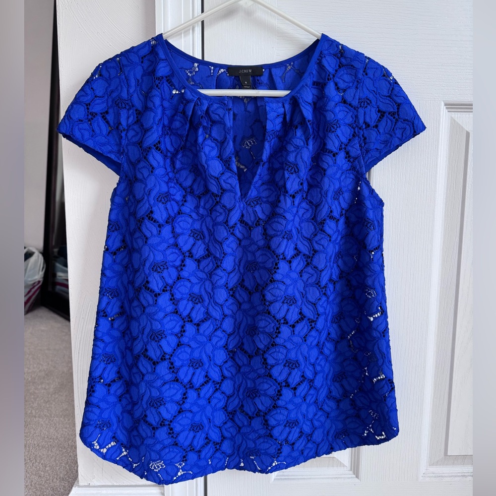 J. Crew Blue Lace Top
